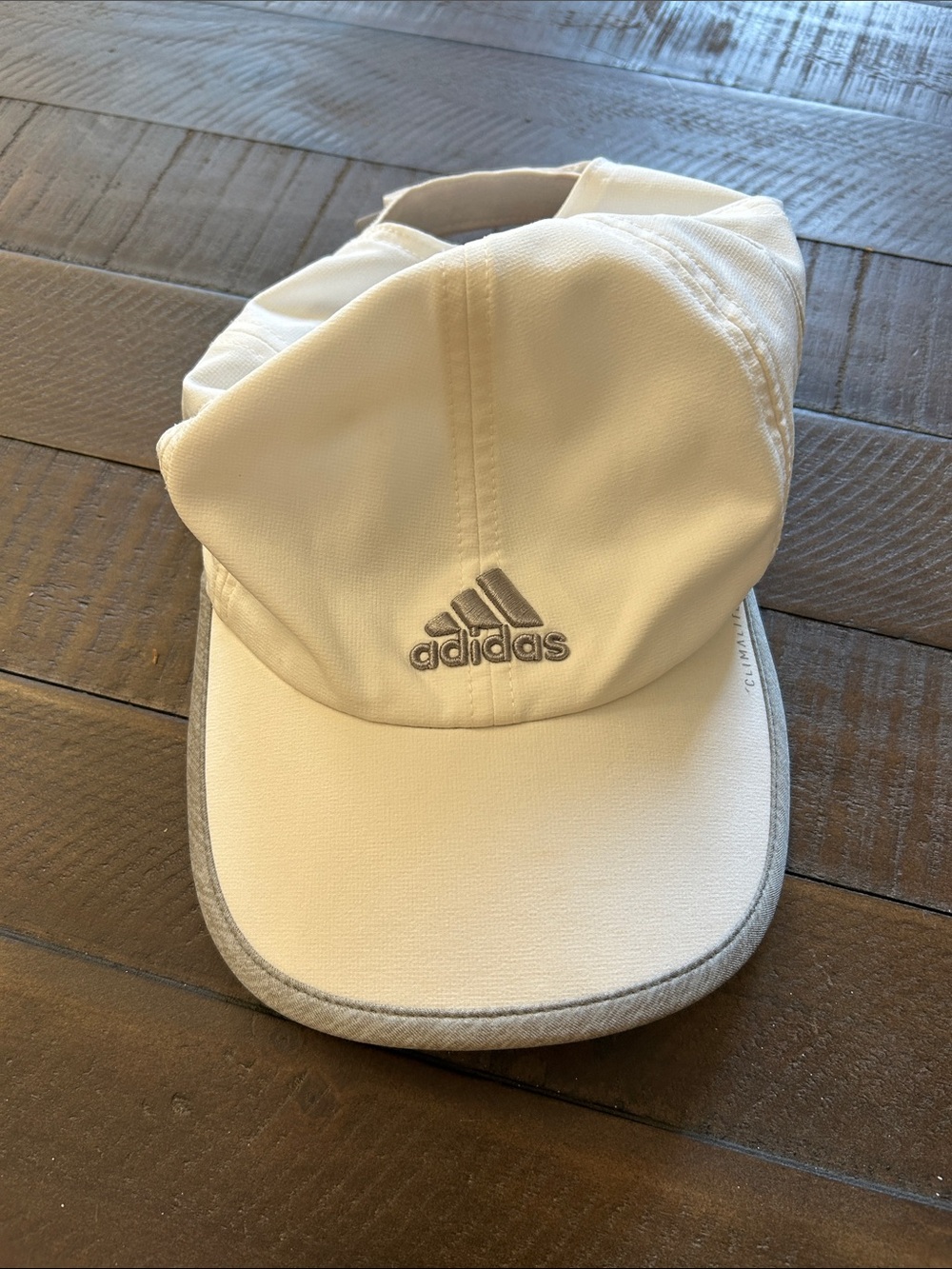 adidas White Performance hat with Gray Trim
